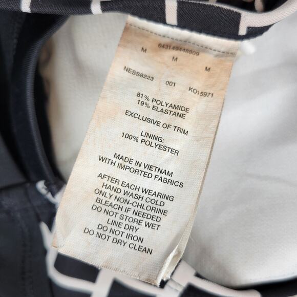 Nike Rush High Neck One Piece Swimsuit Womens M Black White Geo Criss Cross Back - Picture 2 of 16